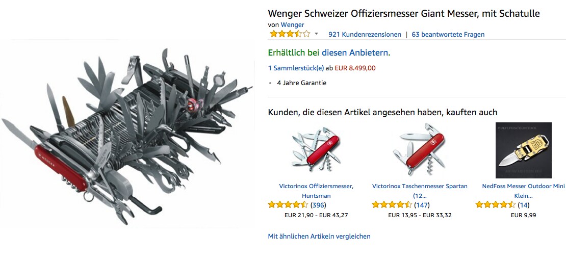 Screenshot Amazon Messer