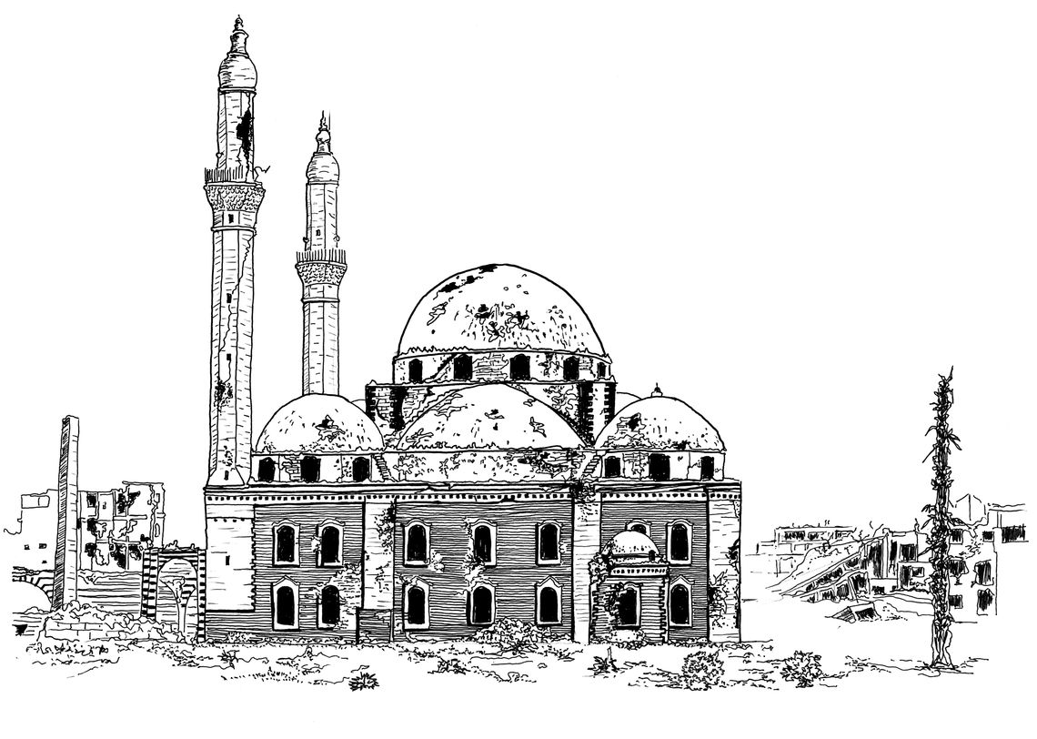 4 zerstörte moschee p33 khalid ibn walid mosque its main facade and minaret damaged